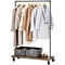 Black Multi Purpose Clothes and Shoe Rack with Powder Coated Iron Frame and Particleboard Shelves